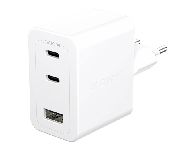 PanzerGlass empower Turbo 70W 2 x USB-C + USB-A Silver White - 1546801 - zdjęcie